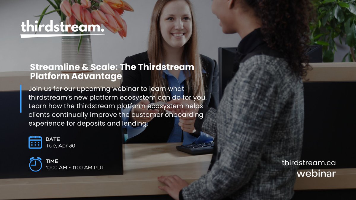 Streamline & Scale: The Thirdstream Platform Advantage. Tired of frustrating, time-consuming onboarding processes? Learn how thirdstream's platform ecosystem simplifies onboarding for retail and business deposits, credit cards, and lending. events.teams.microsoft.com/event/2ec26483…