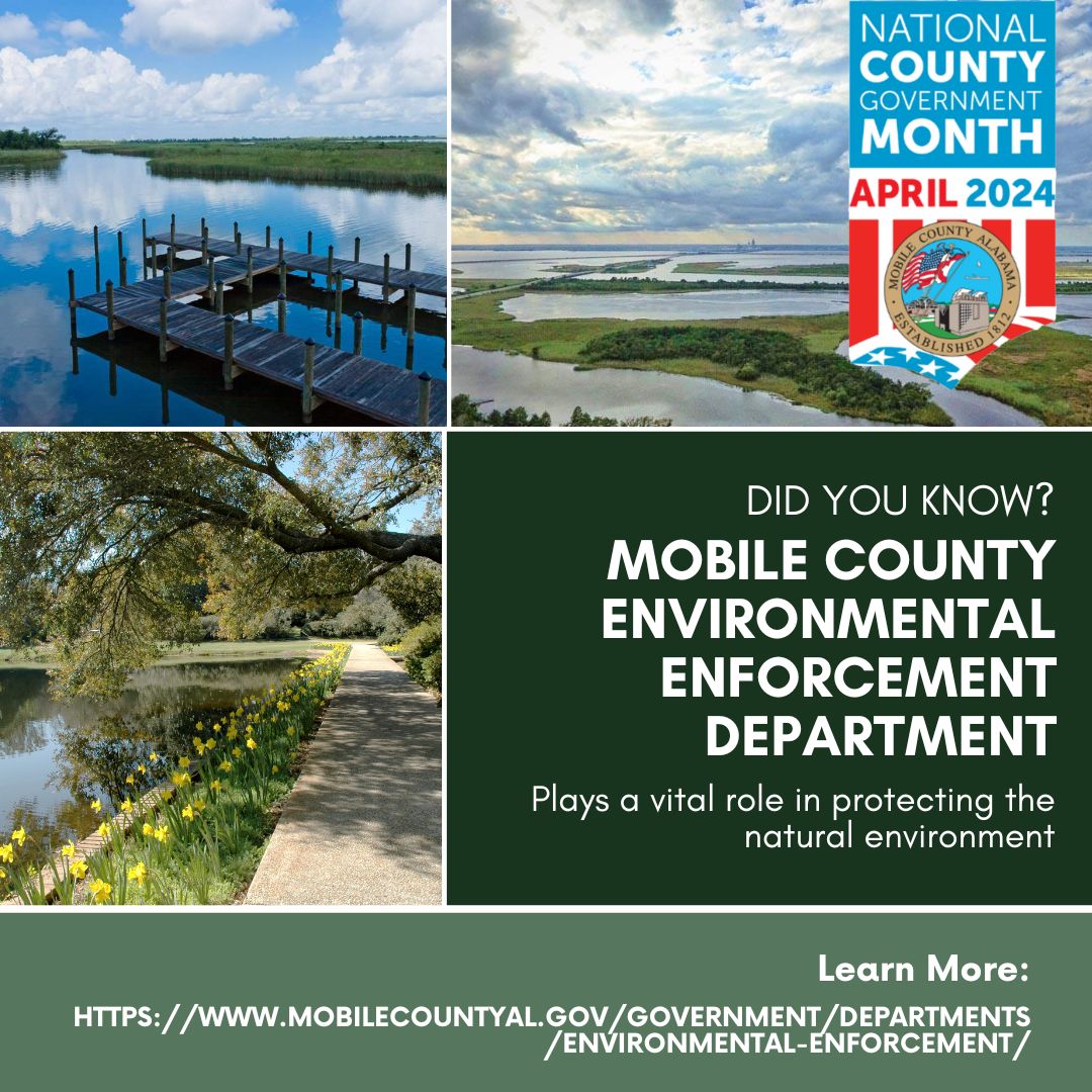 The Mobile County's Department of Environmental Enforcement plays a vital role in protecting the natural environment and promoting sustainable practices. Learn more at mobilecountyal.gov/government/dep… 
#StopLitterMobile #ForwardTogether #MobileCounty #NCGM