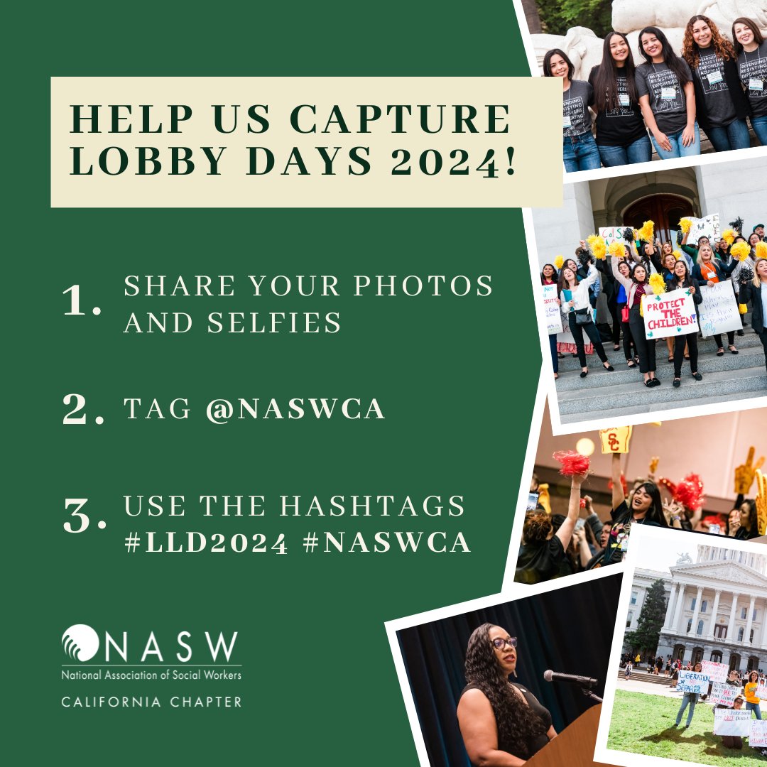 📷 In just a few days, we will be learning, networking, and advocating with over 1,100 social work students, leaders, elected leaders, and professionals throughout California at Lobby Days! Share your experience with NASW-CA and tag us in all of your Lobby Days adventures!
