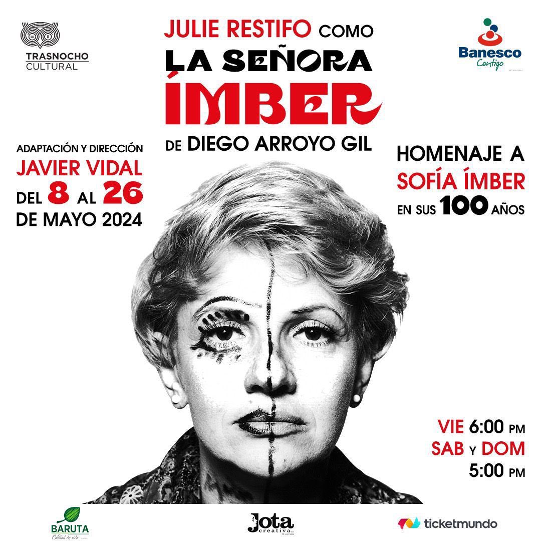 El próximo 8 de mayo, Sofía cumpliría 100 años. A propósito del aniversario, volvemos a las tablas con la versión teatral del libro que escribí sobre ella. De nuevo podremos ver a Julie Restifo encarnando a LA SEÑORA ÍMBER. Dirección de Javier Vidal. ¡Nos vemos en el Trasnocho!