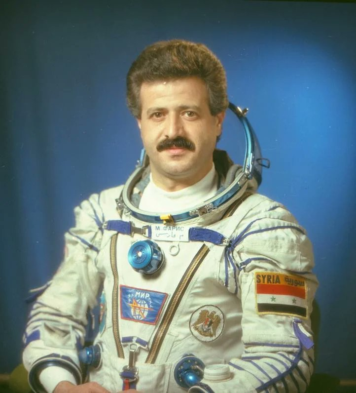 Air Force pilot Gen. Muhammad Fares was Syria's first astronaut. When he went to the Mir space station in 1987 on Soyuz, he brought a vial of soil from Damascus. He defected in 2012, becoming a respected member of the opposition. RIP, decent man who refused to kill his people.