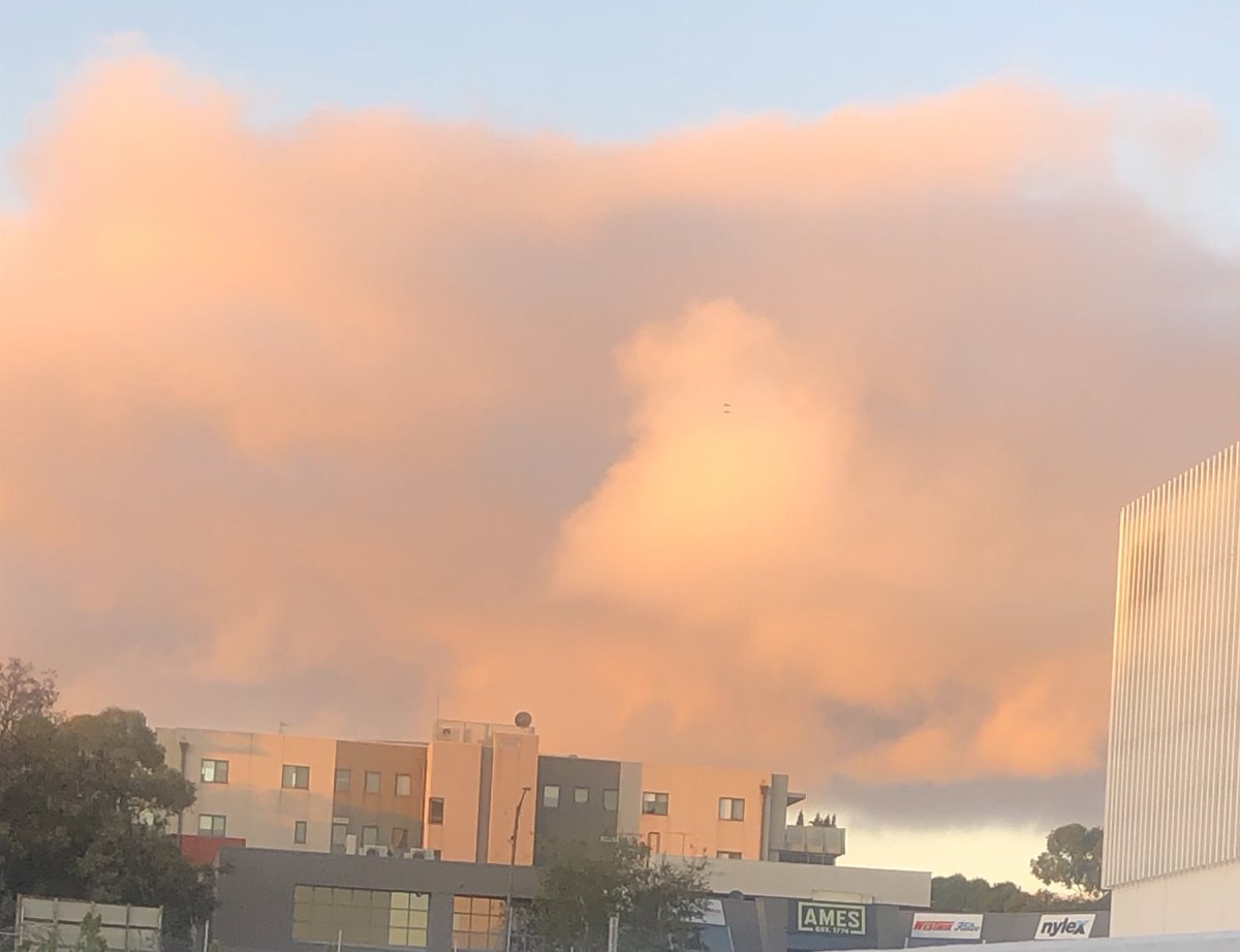 Ominous looking cloud this morning! It made the concrete buildings underneath it appear like they had been painted orange (I haven’t altered the image in any way) Melbourne, Australia