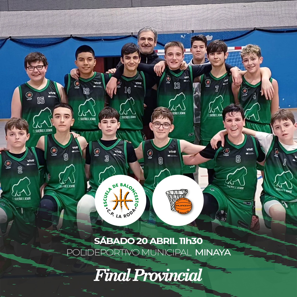 🍀 El infantil Hotel Sueño de Jemik juega la Final Provincial de la categoría en Minaya.

🍀🍀 Suerte, chicos ‼️

⏭️ Sábado 20.04.24 
⏰ 11.30
🆚 EBA ALBACETE 

<a href="/EBA_Albacete/">EBA_Albacete</a>
<a href="/HotelJemik/">El Sueño de Jemik</a>