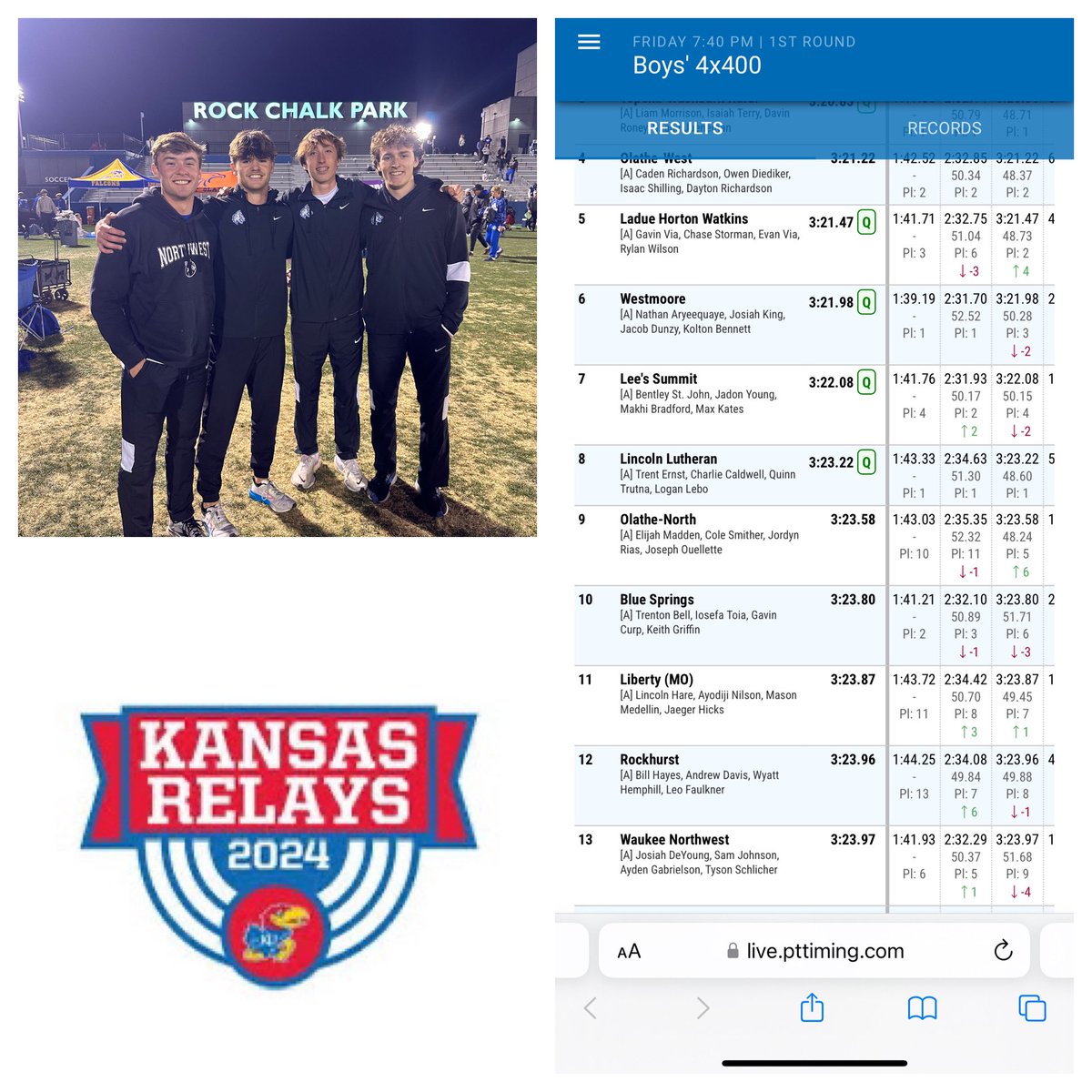 🚨🚨School Record 🚨🚨 just miss 4x4 final but a great run and new school record!
