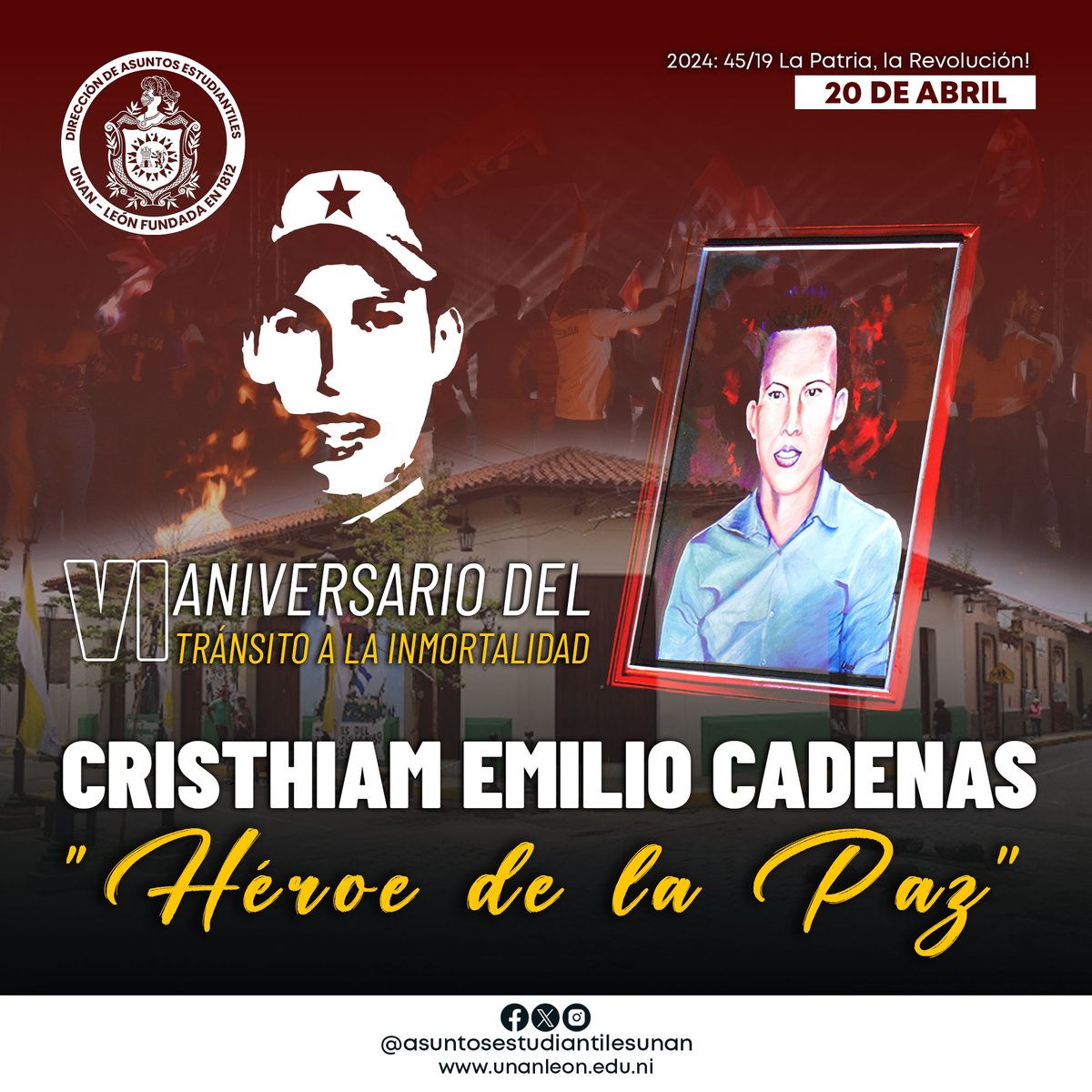Hoy, conmemoramos a nuestro Héroe de la Paz, Cristhiam Emilio Cadenas, estudiante de esta alma máter, quien fue asesinado por los golpista que intentaron desestabilizar nuestro país. A 6 años de su tránsito a la inmortalidad, este pueblo sigue su legado de lucha y entrega.