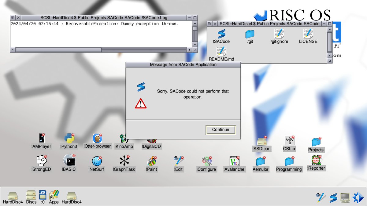SimonAyersish's tweet image. Worked on my #RISC_OS &apos;text editor&apos; for the best part of a week and currently all it can do is display error messages! 😄