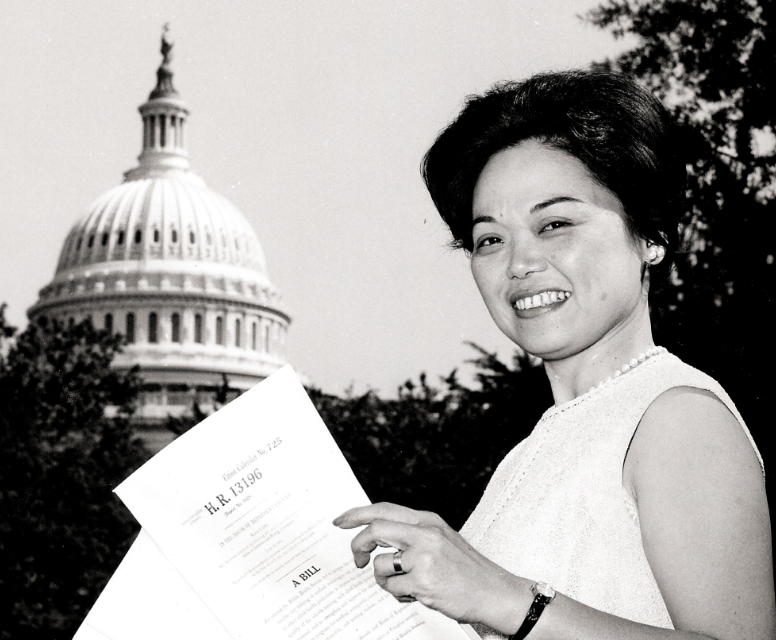 K_Dannsky's tweet photo. Patsy Mink, primary author of Title IX.
Born to Japanese immigrants on a sugar plantation in Hawaii. Earned a law degree at the Univ of Chicago in 1951. Made her way to the House of Representatives and fought for the rights of women and children.
She died in 2002 and Congress officially renamed the law the "Patsy T. Mink Equal Opportunity in Education Act" in her memory.
And today @POTUS and @usedgov spit on her grave by defining sex out of existence under Title IX. Shame.
@WDI_USA @DeclarationOn