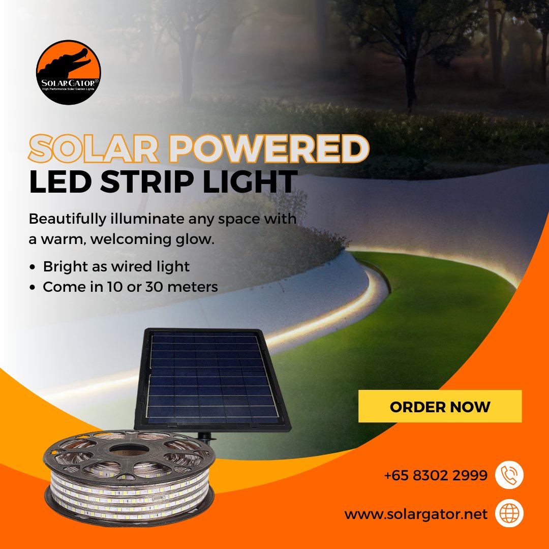 Bright as wired lights, 100% solar-powered! 💡☀️ Say goodbye to electricians and outlets with our brilliant LED Strip Lights.

#solarpowered #ecofriendly #noeletricbill #Solarlight #Solargator #thesolargator #gardenlight #outdoorlight #nomorepowertrips #Striplights #LEDStriplight