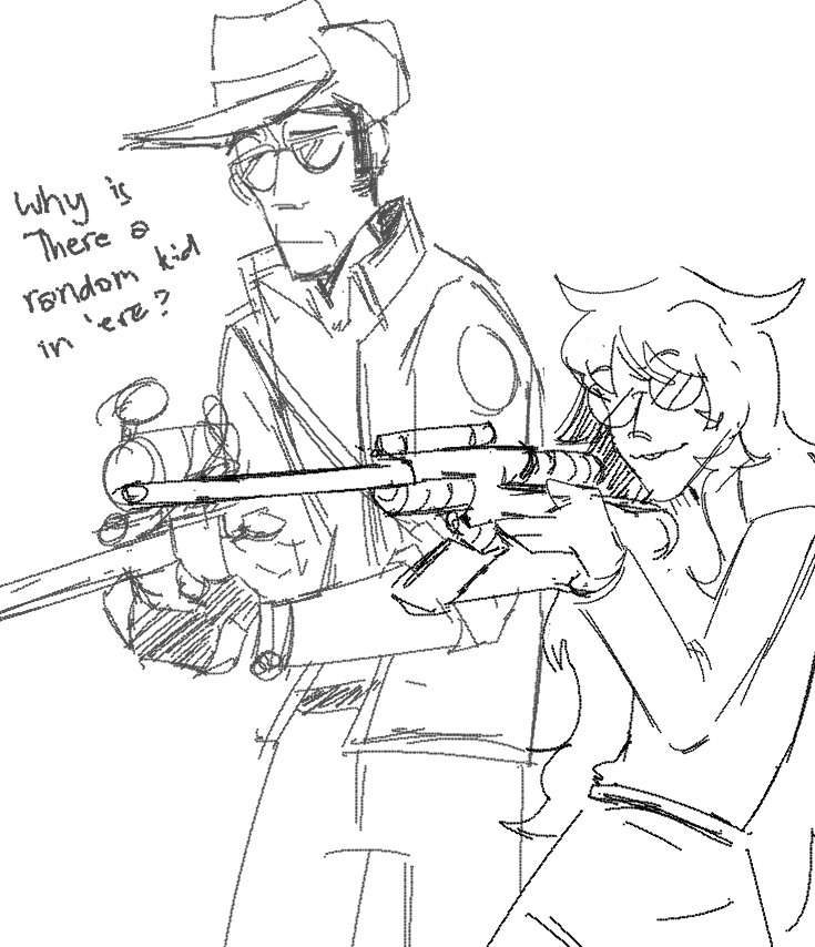 PsycholoCheesed's tweet photo. Meanwhile in teufort: 
//I find it fun drawing crossovers of  the medias I've hyperfixated a lot.

#TeamFortress2 #tf2sniper #tf2 #tf2sniperfanart #homestuck #homestuckjade #jadeharley #fanart https://t.co/pAcclZ7W2t