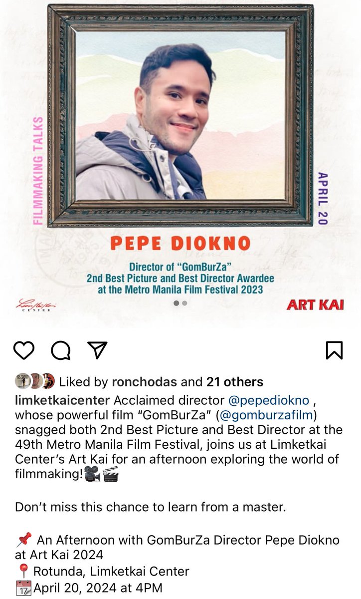 Hi CDO! Giving a talk about filmmaking this afternoon (Saturday April 20, 4pm) at Rotunda, Limketkai Center. Entrance is free :) instagram.com/p/C5xIix9yjBZ/