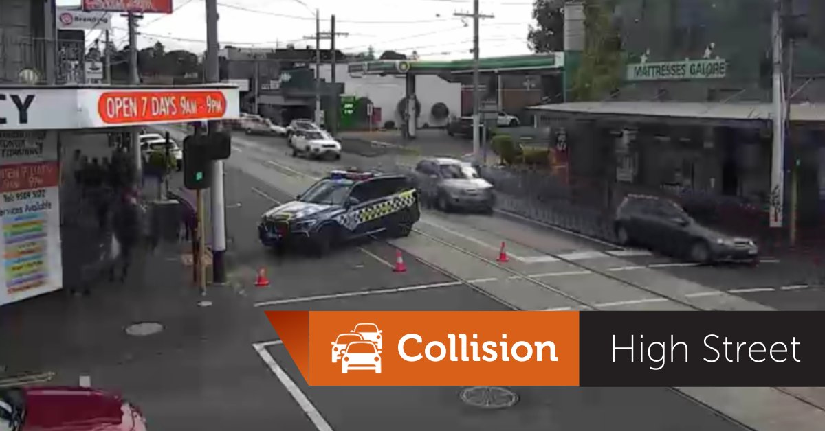 High Street, Malvern, is closed citybound at Tooronga Road, due to a collision. The closure is under the control of Victoria Police. Consider Wattletree Road or Malvern Road, allow extra time. #victraffic