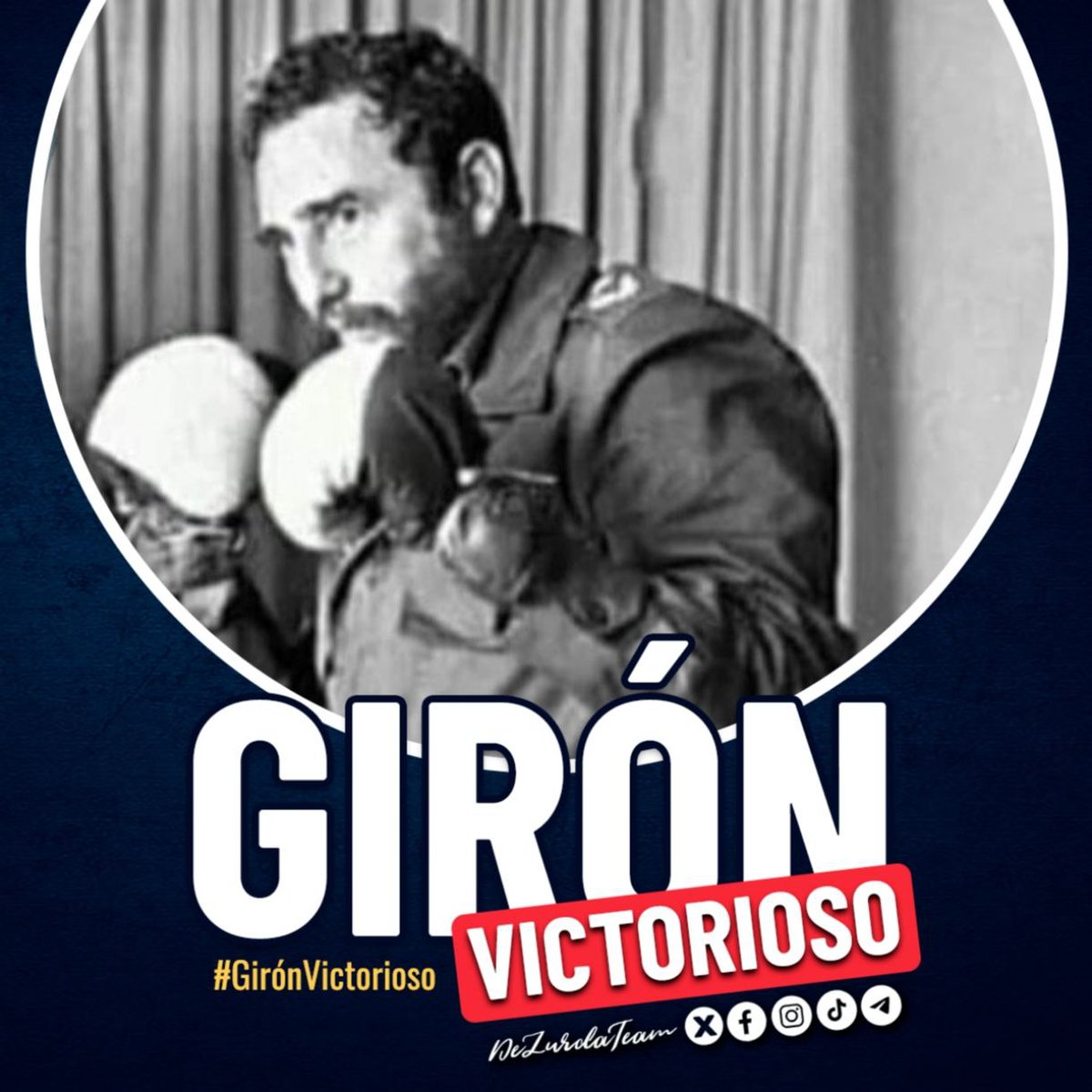 Invicto en mil combates, su victoria más sonada fue en #GirónVictorioso un 19 de abril de 1961, nocao fulminante al imperialismo yanqui en América Latina y primera gran derrota del imperio en este hemisferio #DeZurdaTeam 🐊 @DeZurdaTeam_