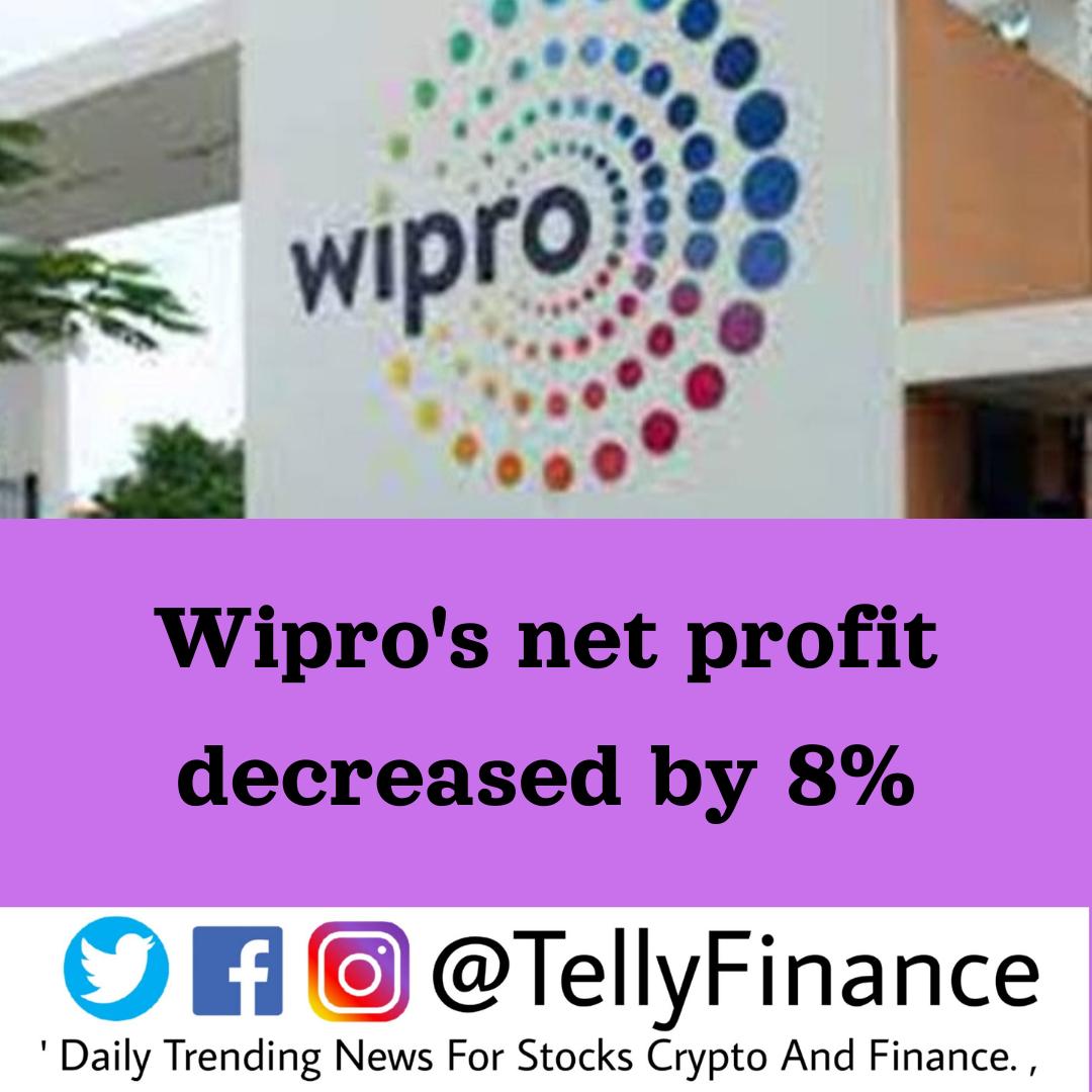 Wipro's net profit

decreased by 8% #Wipro #MarketsWithMC #Sharemarket #Stockmarket #tellyfinance #tellyfinanceindia #tellyfinancenews @TellyFinance