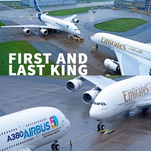 Picture of first and last built Airbus A380.

#aviation #avgeeks #aviationhistory #classic #planes #plane #transport #historical #history #aviationlovers #aviationgeek #aircraft #avgeek #Airbus #AirbusA380 #A380 #Emiriates