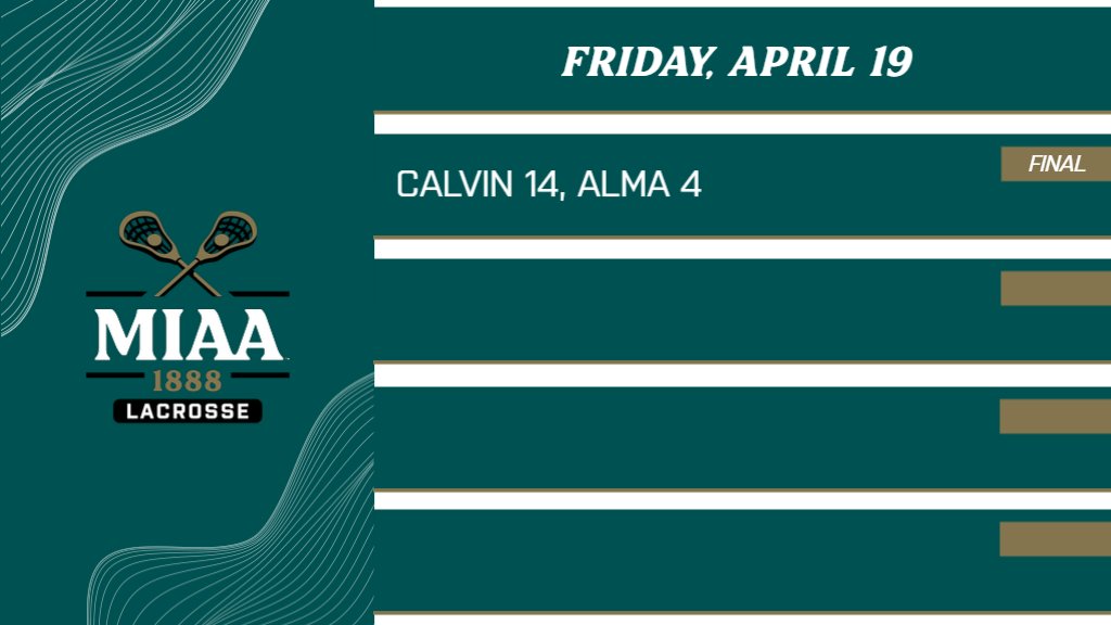 #D3MIAA Men's Lacrosse Results | April 19 🥍 @CalvinKnights 14, @AlmaScots 4 #MIAAmlax #GreatSince1888