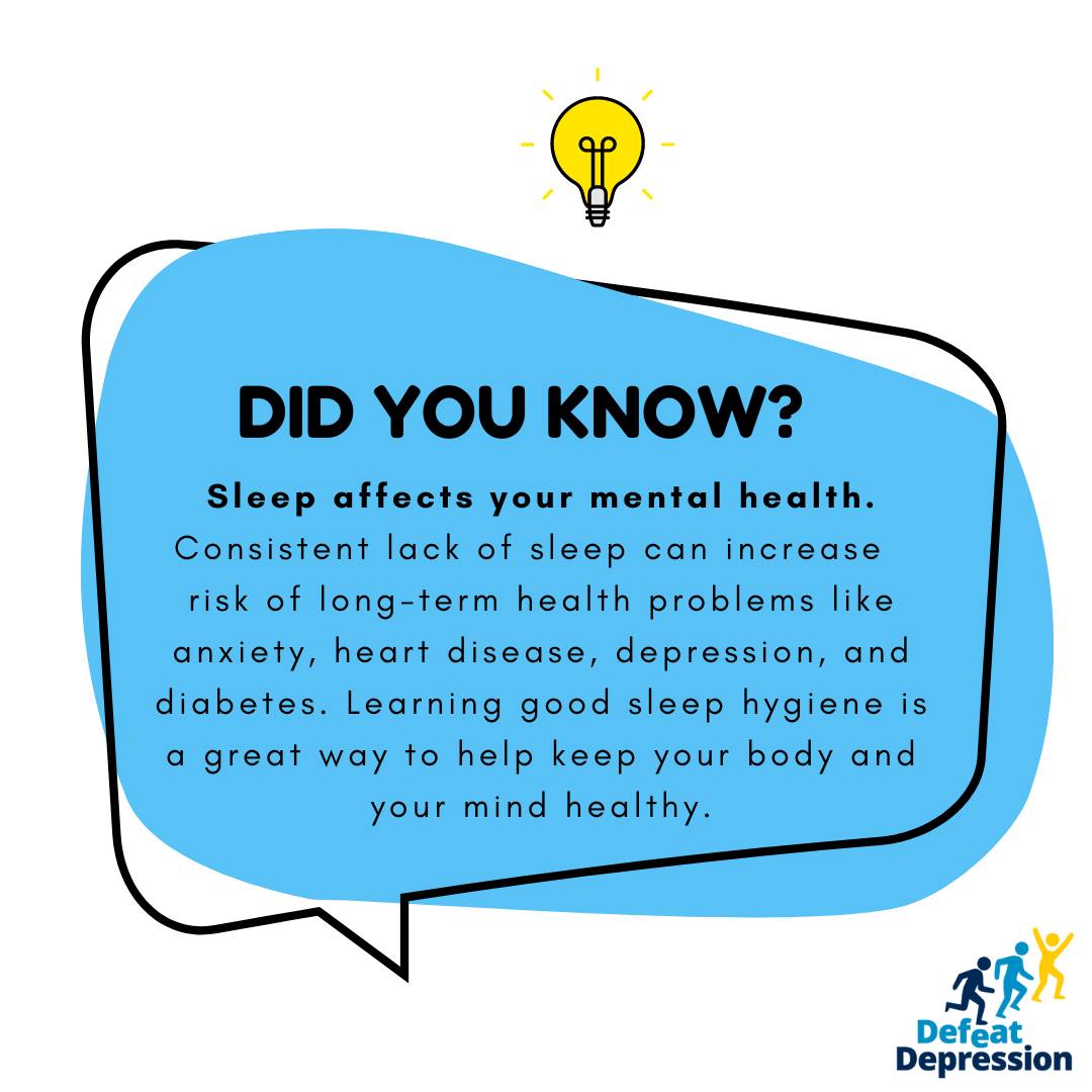 Sleep is an often-underestimated component of physical and mental health. It both affects and is affected by our entire well-being. Visit depressionhurts.ca for more information. 💤