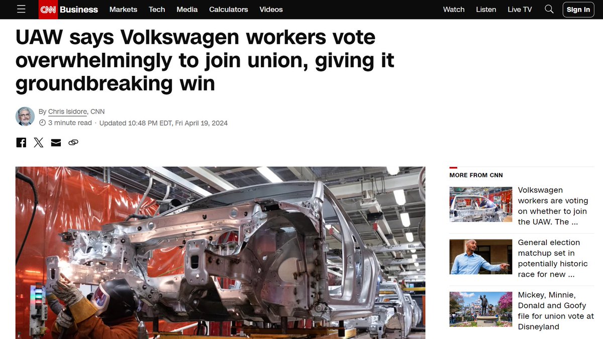 BIG WIN FOR MEXICO: Unions are moving into the South which eliminates one of the advantages automakers love about the building cars here, lower costs. This will cause a big problem down the road.