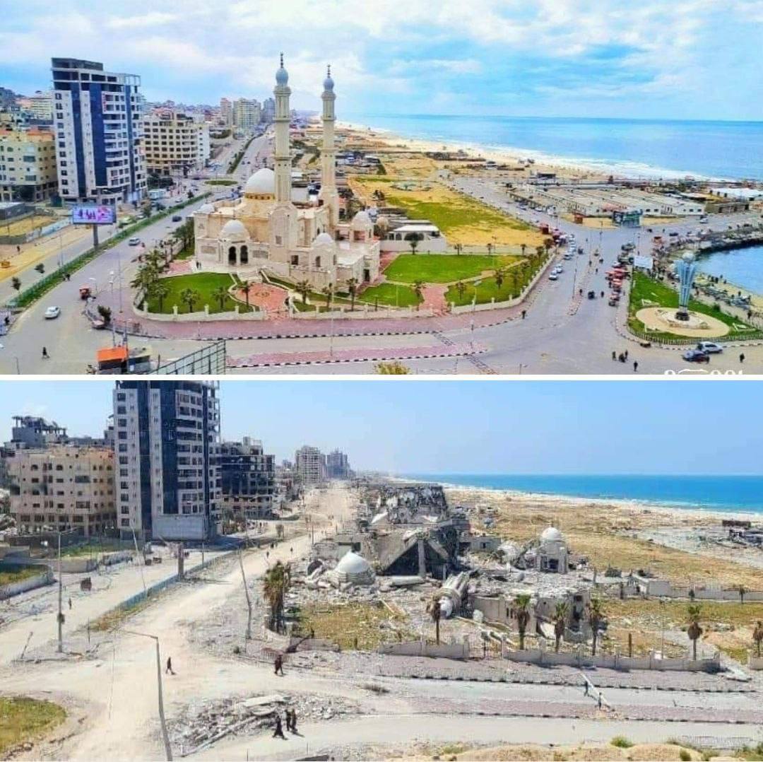 The entrance to the Port of #Gaza before and after the Israeli occupation's brutal attacks. @zeeshanalishah9 @TeamPakPower #PTI_Folllowers #TSTTPD #TaylorSwift #halving