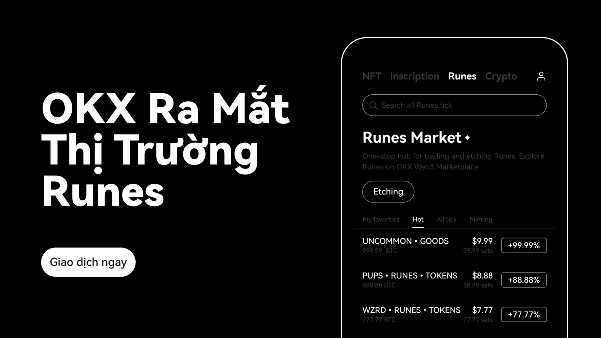 okx_vietnam's tweet photo. 🚨 OKX ra mắt Thị trường giao dịch Runes 🚨

Giờ đây bạn có thể tạo, đúc, quản lý và giao dịch Runes MIỄN PHÍ giao dịch trên OKX .

👉 Giao dịch Runes ngay: https://t.co/dSrOM5ZXC9
 
#OKXVietnam #Runes https://t.co/xQyv1kVE82