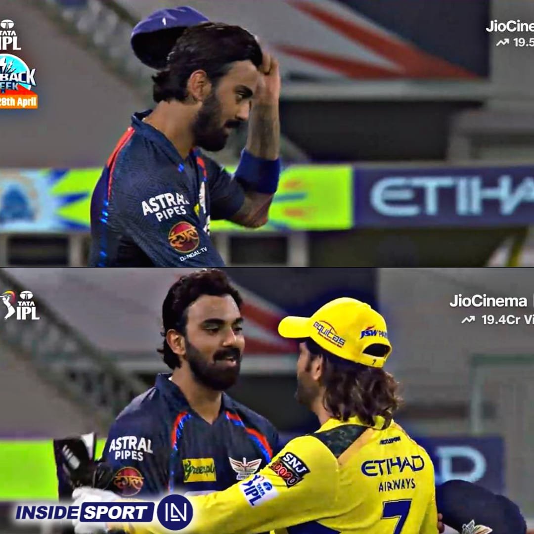 KL Rahul removed his cap before shaking hands with MS Dhoni. This shows the pure relationship of respect b/w junior and his senior!! ❤️ #KLRahul #MSDhoni
