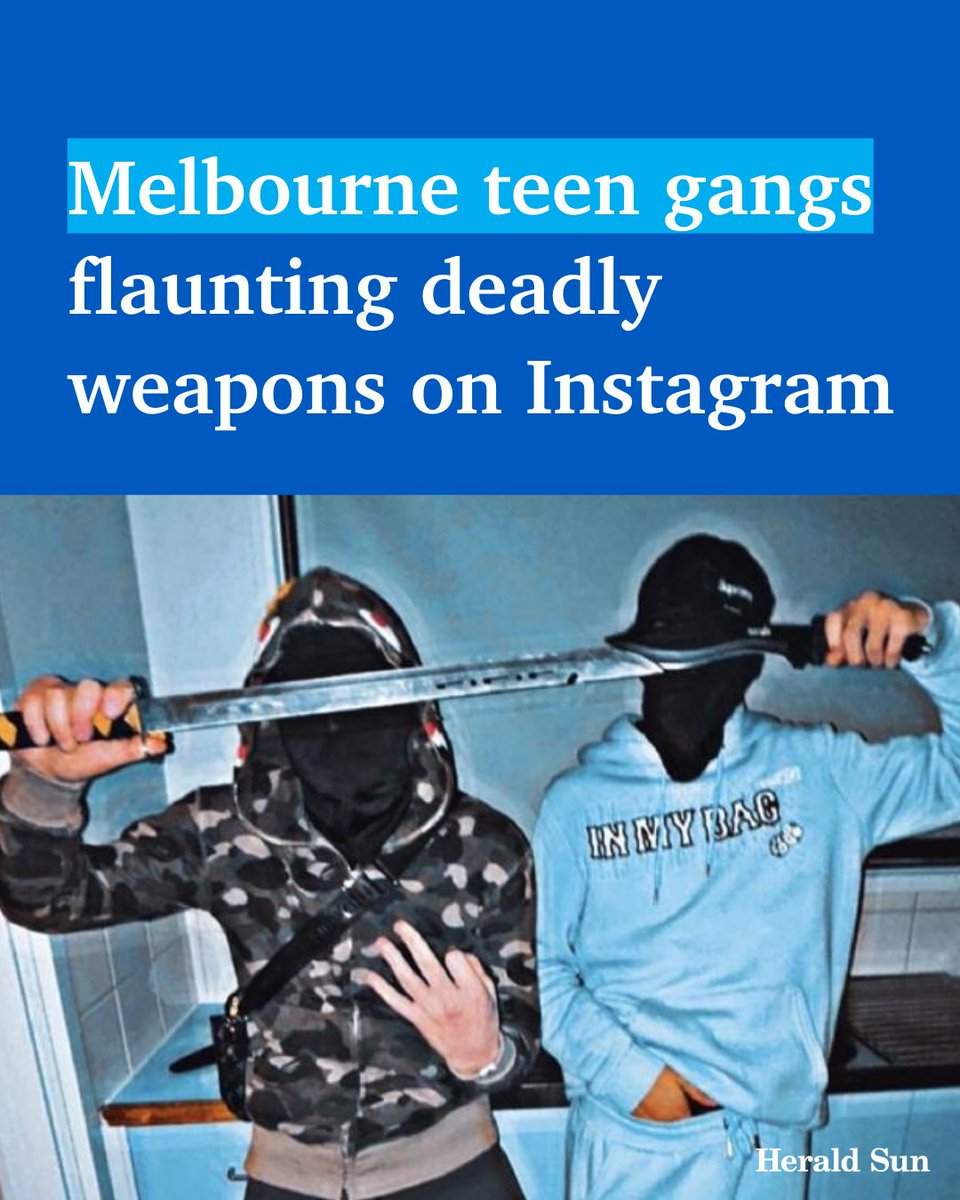 Disturbing pictures of youth crime gangs brandishing knives, swords and guns are being posted on Meta-owned Instagram, a dark trend experts say is fuelling the state’s youth crime crisis > bit.ly/3wayR6x