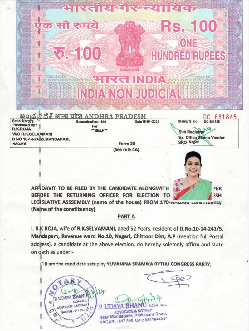 Image RK Roja Assets 2024 Elections