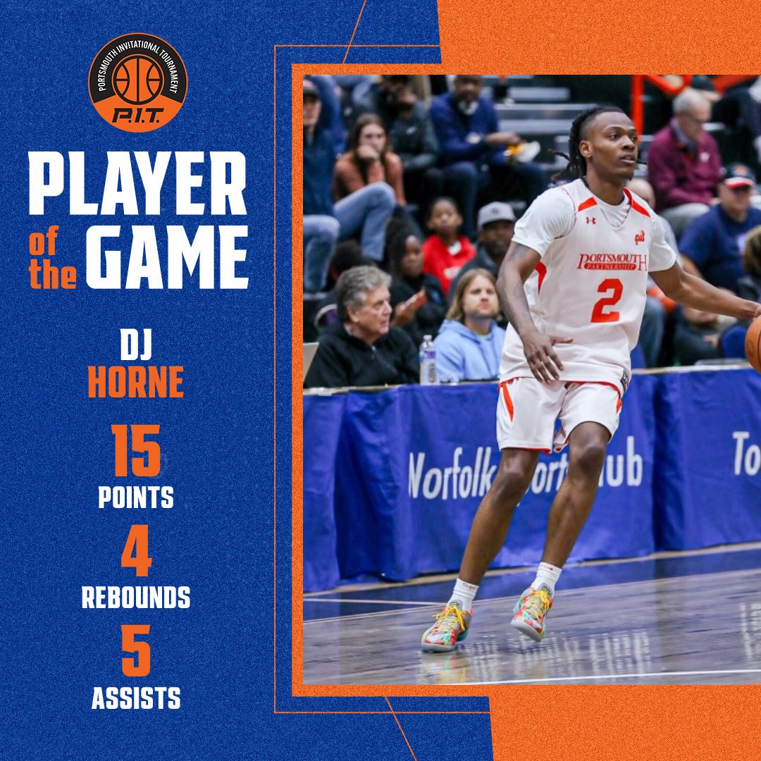 Player of the Game for our 9pm contest between Roger Browns & Portsmouth Partnership is @PackMensBball DJ Horne #PIT24