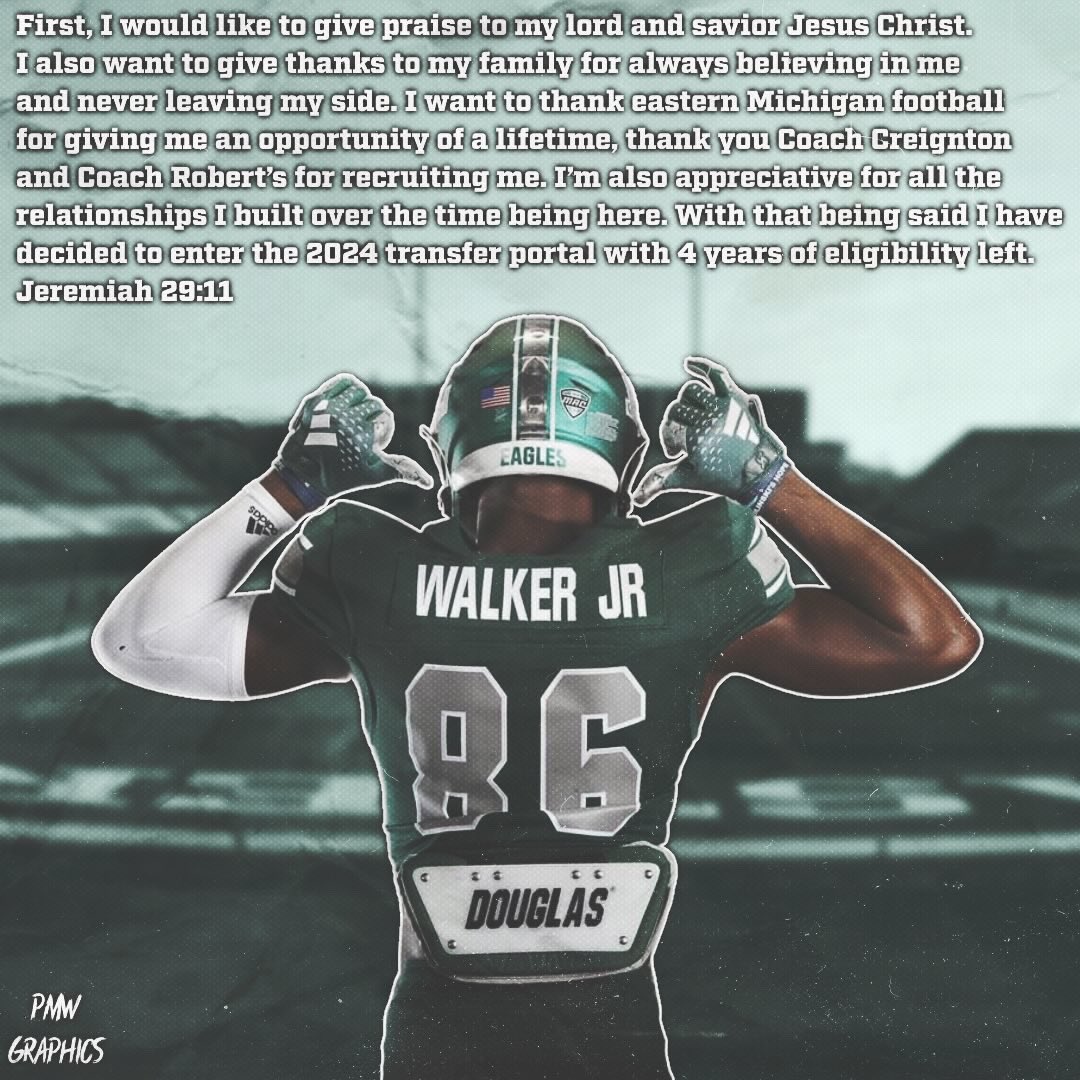 josephwalker_8's tweet image. Thank you Eastern Michigan🙏🏾 
JEREMIAH 29:11🙏🏾 

@SWiltfong_ @247Sports @TransferPortal_