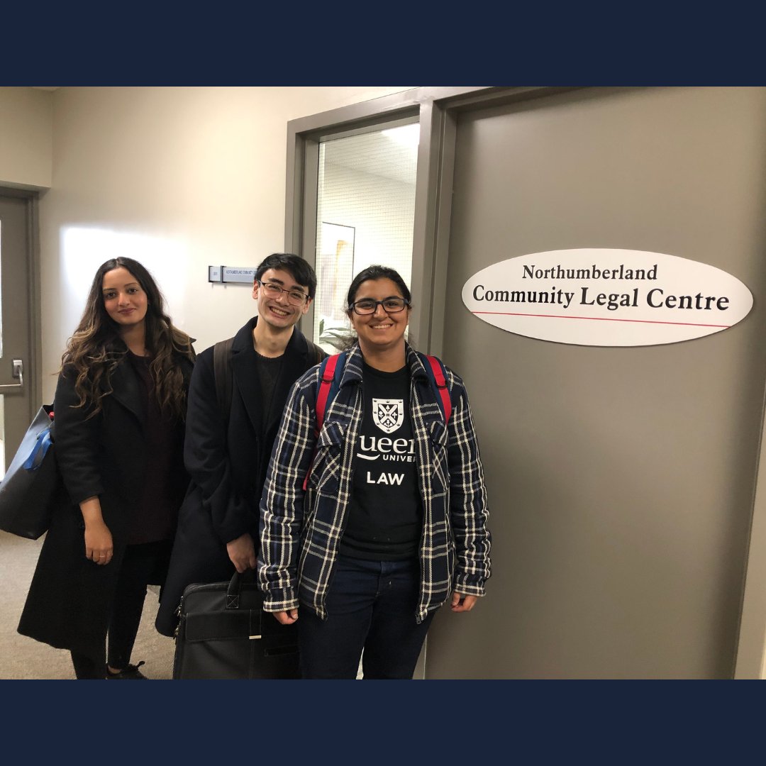 #QueensULaw #ElderLaw Clinic student caseworkers Ujala Iqbal, Dylan Wong & Ravina Ambwani recently spent a day at the Northumberland Community Legal Center in Cobourg, where they met & assisted clients in an underserviced region. @NCLC_Legal @ColleenFlood2