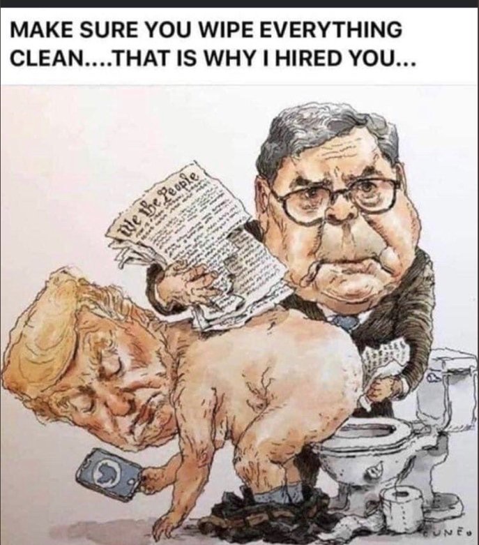 #BillBarr is still cleaning up after Trump. He was spotted with him in the men’s room @ the courthouse today. #DonFartleone #TrumpStinks