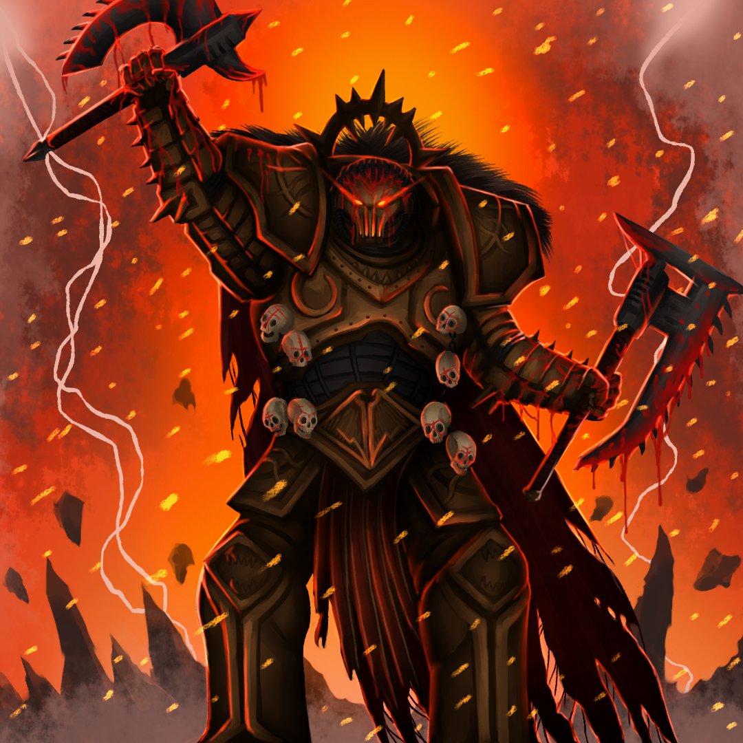 Jsochart's tweet photo. “Angron - Red Angel" 🔥⚔️#warhammer40k #angron #primarchs #worldeaters #heretic #traitor #theemperorprotects #painting #fanart #jsochart 🎼 https://t.co/mRzHsM6Tur https://t.co/8sTvgOJMZy