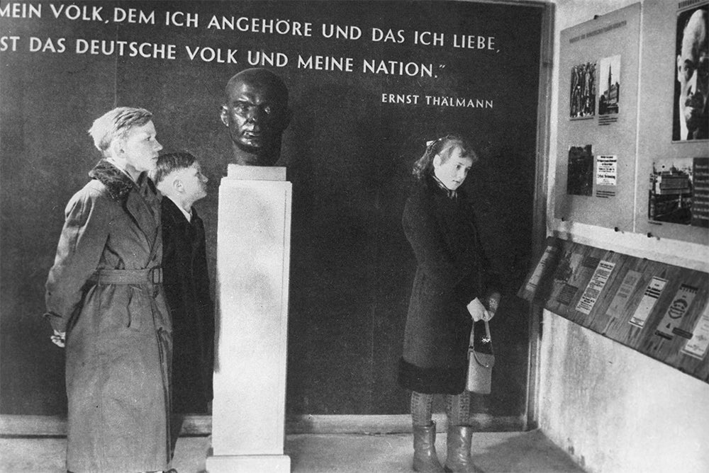 Memorial to the victims of fascism on the site of the former Buchenwald concentration camp. Ernst Thälmann Memorial in the basement of the former disinfection barracks.