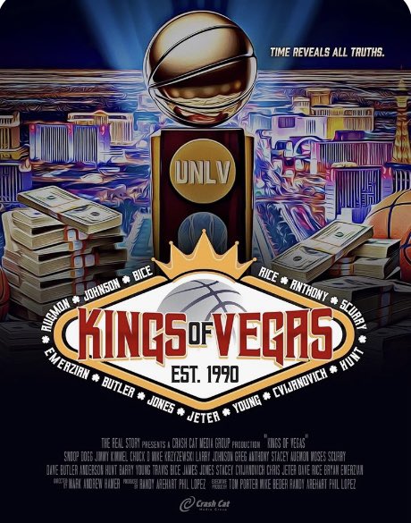 KingsofVegas__'s tweet photo. Retweet if you know this vintage @TheRunninRebels team was a great team and family.  Champions on and off the court, Kings of Vegas coming soon. Who was your favorite player from the 89-90 team? https://t.co/QmN8ME0ibG