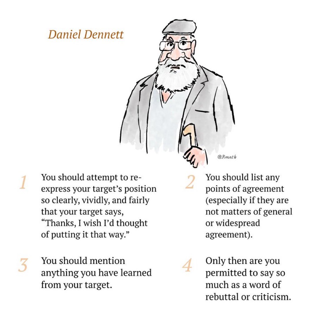 Daniel Dennett (28th March 1942 - 19th April 2024) RIP Dennett on how to criticise wisely