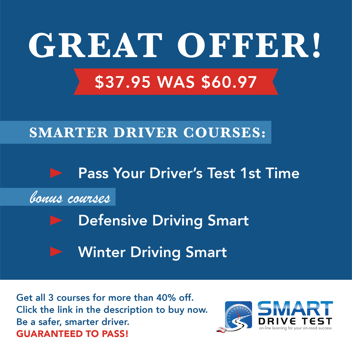 DON'T FAIL YOUR DRIVER'S TEST COURSE PKG
smartdrivetest.com/new-drivers/sm…
We include as a bonus both the winter and defensive driving in the above course package.

#driving #drivingschool #drivingtest #drivingtestsuccess #drivingtestpassed  #drivinglessons #drivingtesttips