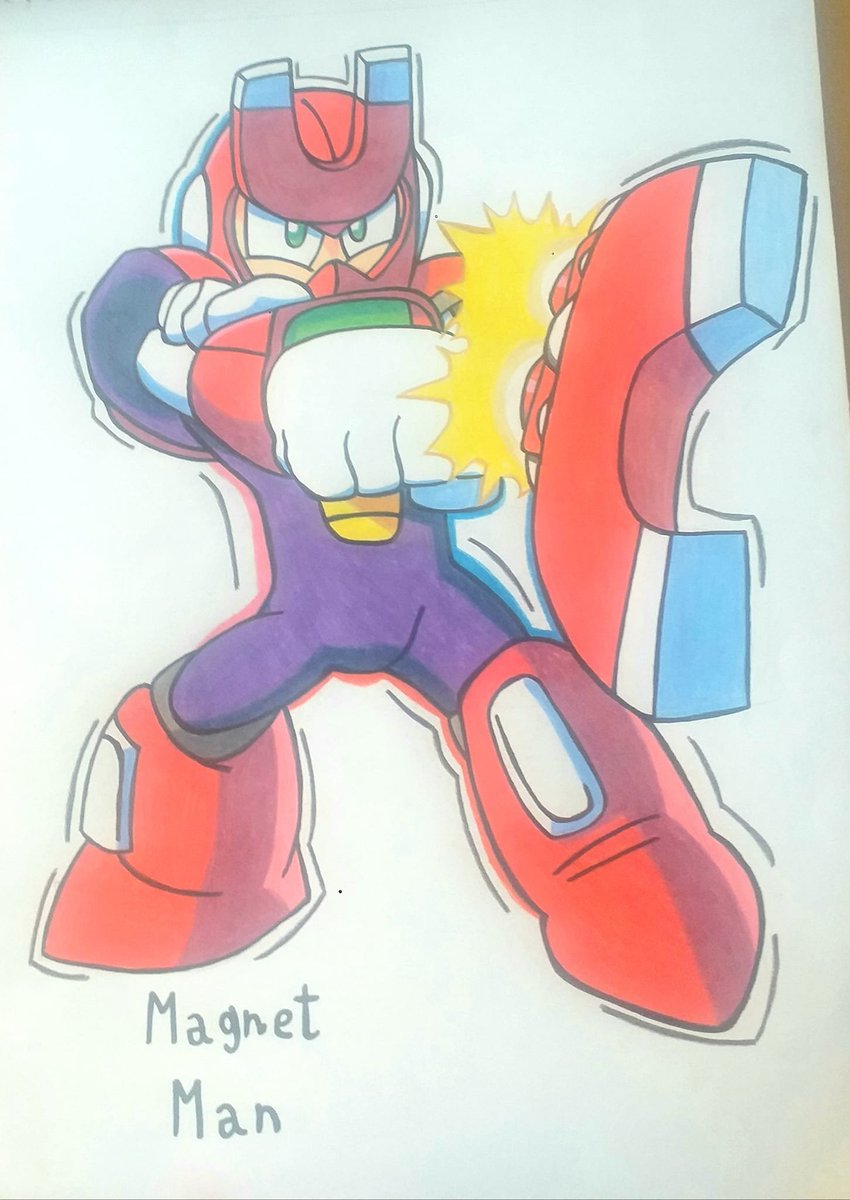 mi dibujo de magnet man de mega man 3 
#megaman #robotmaster #magnetman #Capcom #megaman3 #rockman