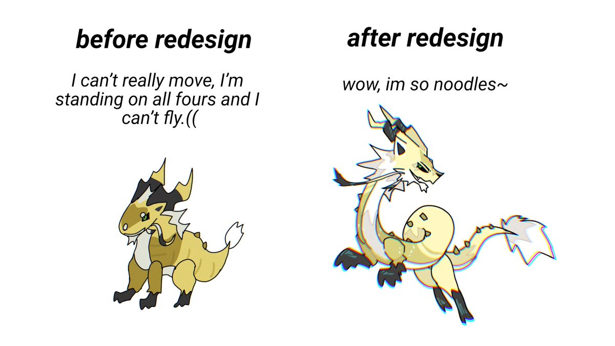 Catugoddo's tweet photo. Wow, Im so noodles ~ 🍜

#loomianlegacy #loomianlegacyart

Lol, I really liked the redesign of one of the Starters, I hope they do the same for the others. 
But I’m still afraid that  Tahtab will be placed on four legs... https://t.co/iG6Laomaw9