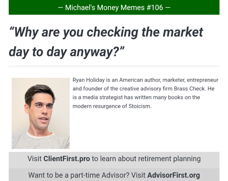 #ryanholiday #money #retirement #investing #americanfunds #mutualfunds #collegeplanning #ira

- Learn about retirement planning: ClientFirst.pro

- Best quotes on long-term investing: joplin.mptpro.com/shares/YCRZUOb…

- Subscribe to my newsletter: forms.gle/p2usAiVbXtB9Sb…