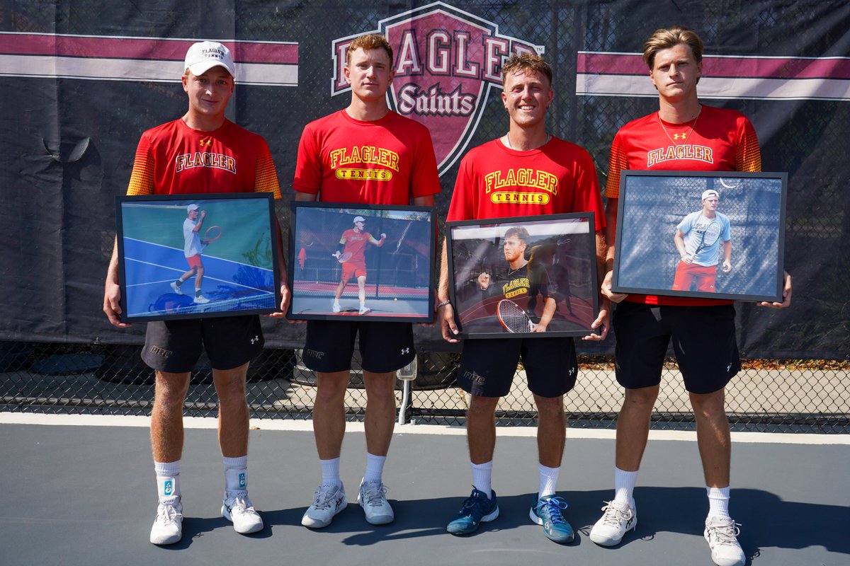 FlaglerSports's tweet photo. Happy Senior Day💛❤️

 Thank You Diego, Jacopo, Philipp and Max🫶

#GoSaints | @flaglermten https://t.co/siEe2LU5CZ