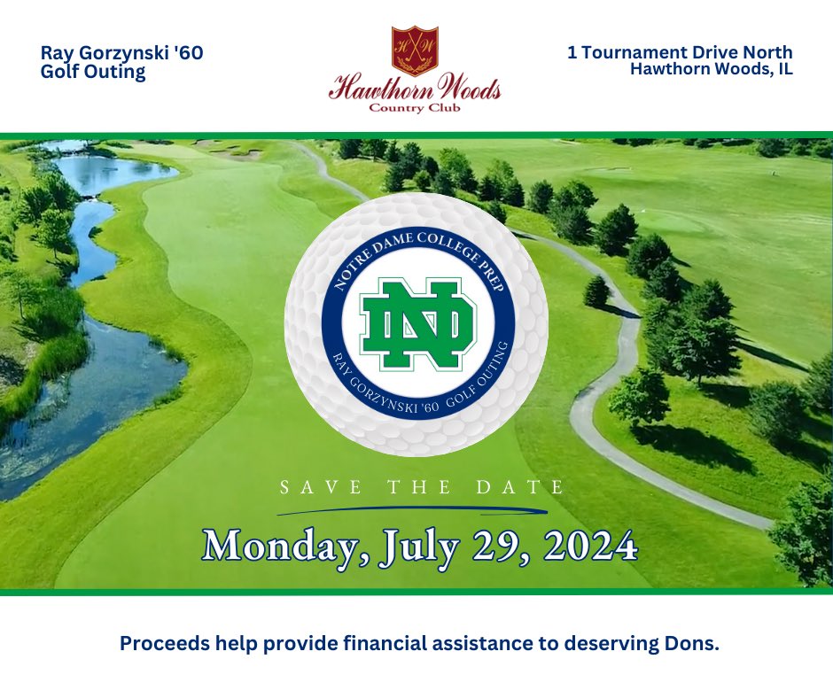 Save the date for the annual Ray Gorzynski ‘60 Golf Outing which helps provide financial assistance to Dons! We also are looking for silent auction items. Please email Laura Dennis at ldennis@nddons.org if you have items to donate! ⛳️ #RaiseTheStaNDard