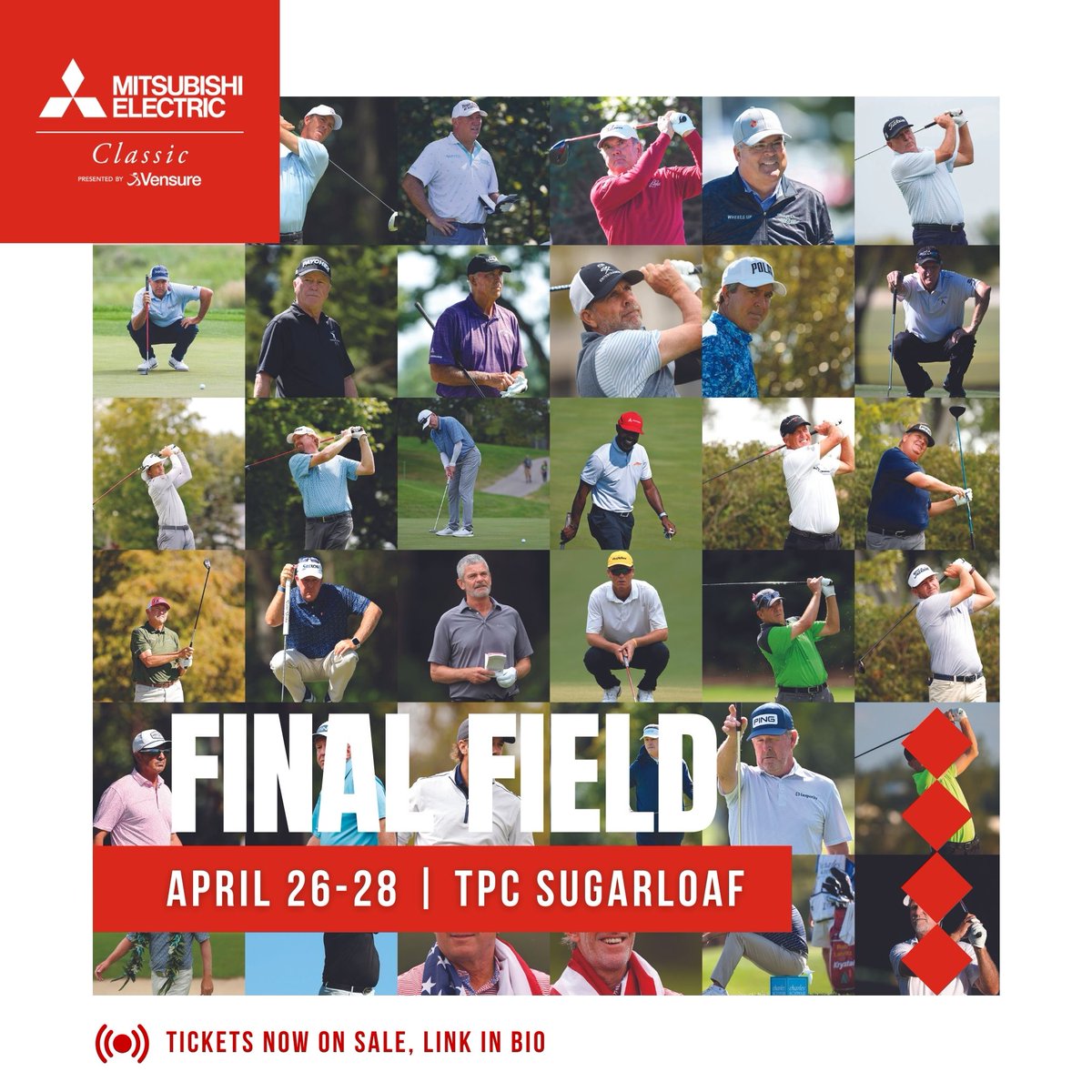 MEClassicGolf's tweet photo. 🏌️‍♀️ FINAL FIELD commitment Friday ⛳ 74 players and a few more to go and our field is final. Come watch legends play TPC Sugarloaf April 26-28! #MEC #MECVES #PGATOURChampions #wherelegendsplay https://t.co/E4LFlZlzXB