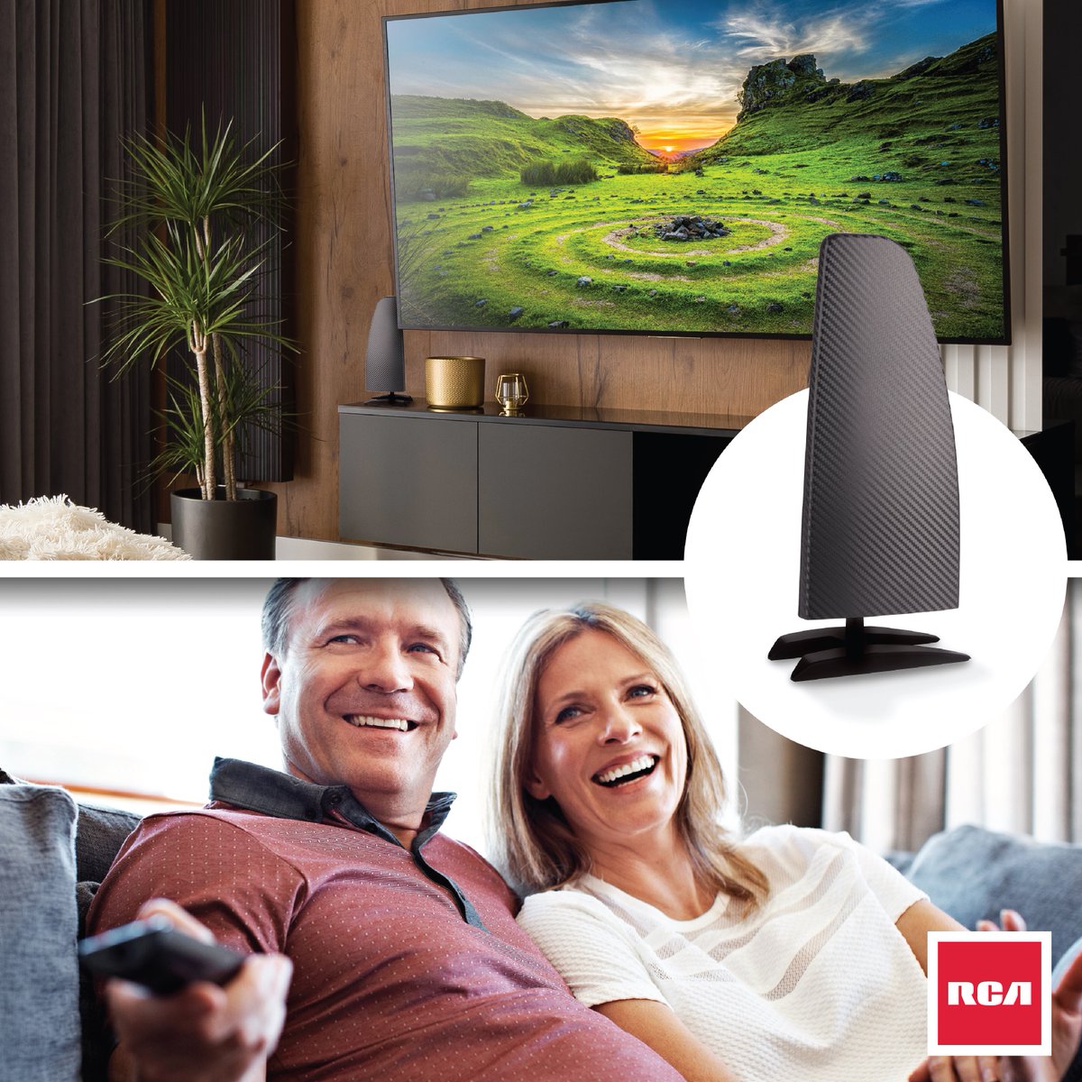 Switch to FREE TV today with the RCA ANTD2E TV Antenna! Crystal-clear 8K, 4K HD, local news, weather and sports without the cost of cable or satellite. SmartBoost technology ensures the best picture and sound, and setting up the antenna is a breeze with our Signal Finder App.
