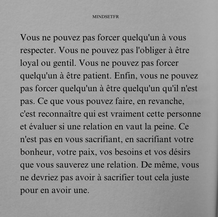 Mindset_FR's tweet photo. Vous ne pouvez pas forcer quelqu’un à vous respecter https://t.co/7bbk9N4H0Q
