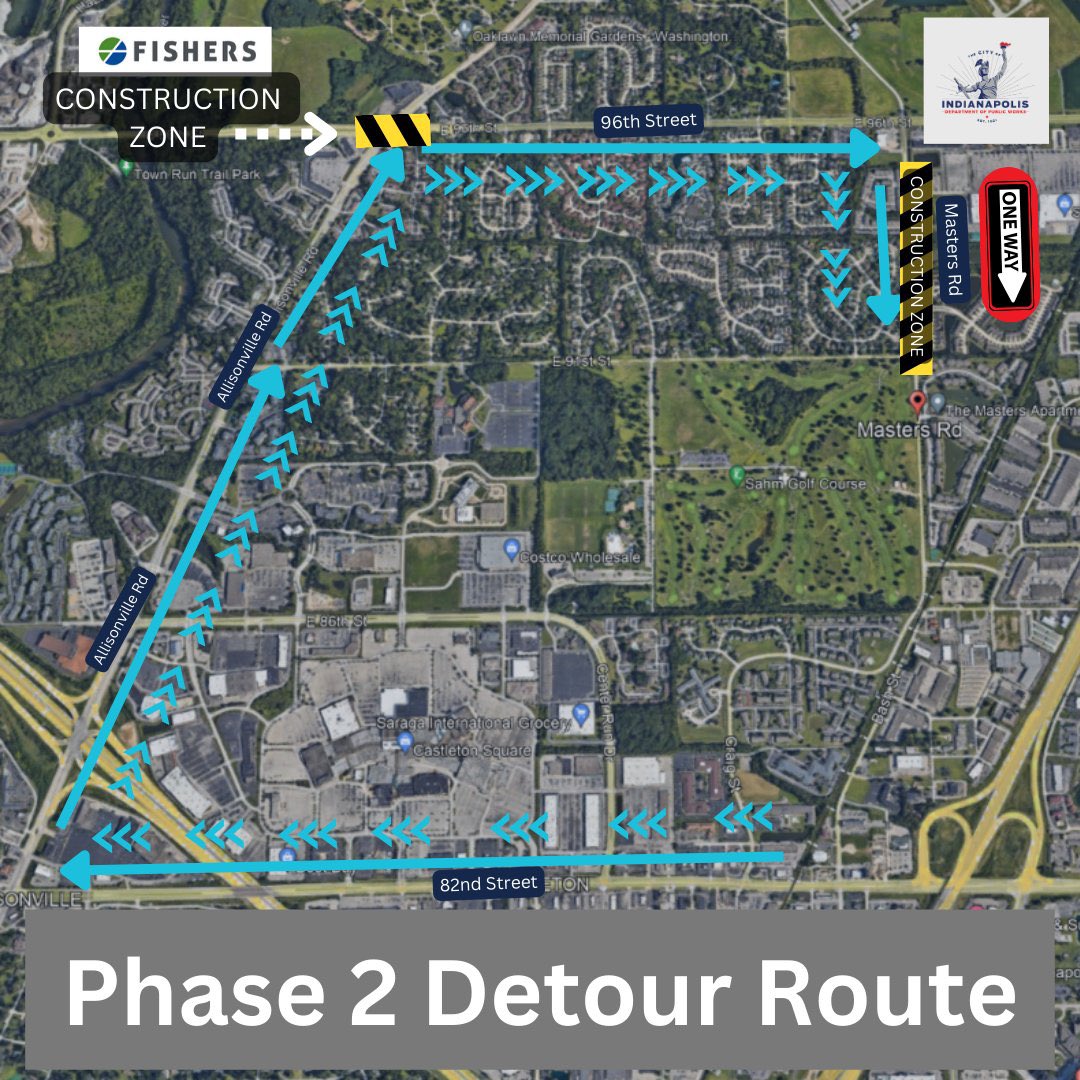 Wonderful news! Masters Rd is entering Phase Two of its resurfacing. Today, it is entirely reopened to both northbound and southbound traffic, though soon it will only be limited to southbound traffic. Our city’s Indianapolis DPW is working with Fishers DPW to coordinate this