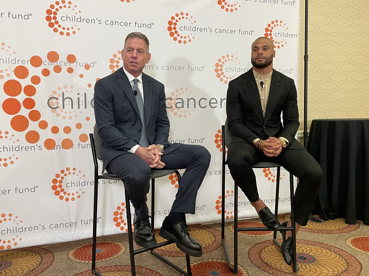 Troy Aikman and Dak Prescott taking part in a Children’s Cancer Fund event in Dallas tonight at the Hilton Anatole