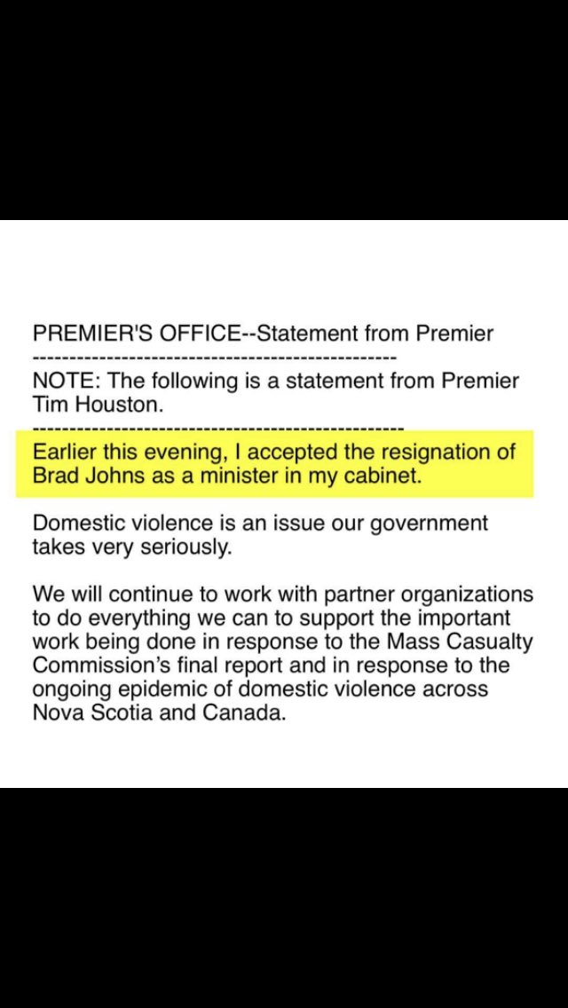 Brad Johns has resigned.