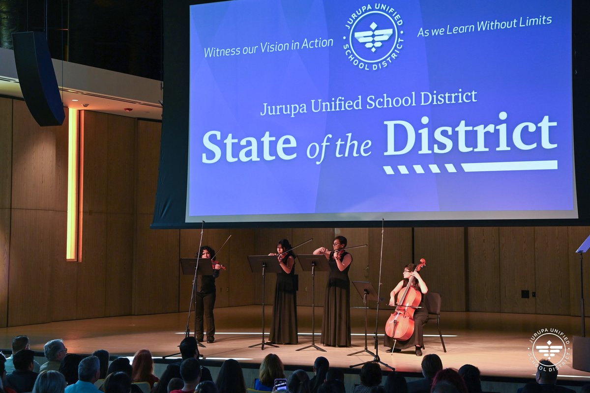 JurupaUSD's tweet photo. Thank you to our JUSD community for joining us at last night’s inaugural State of the District at the Elliott N. Duchon Concert Hall and online. 

To view the recorded live stream please visit https://t.co/tK1drGuJbP. https://t.co/LR1mZ8Rlyy