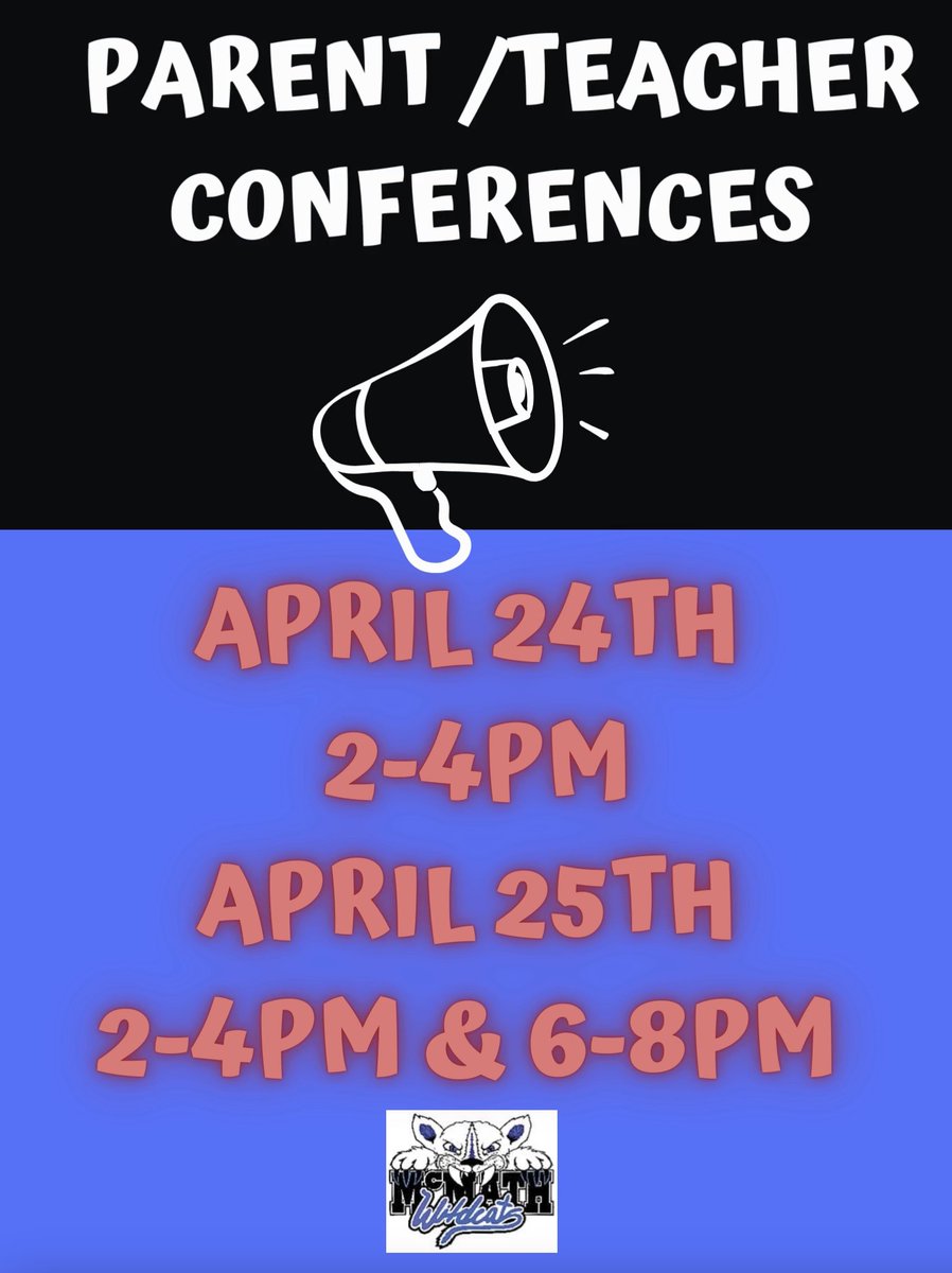Wildcats, the Sem 2 Learning Update has been posted on MyEducation BC - booking for Parent/Teacher conferences start at 6pm April 19th. Find more details on the school website. mcmath.sd38.bc.ca
#Sem2LearingUpdate
#ParentTeacherConferences
#Wildcats
#McMathPRIDE
