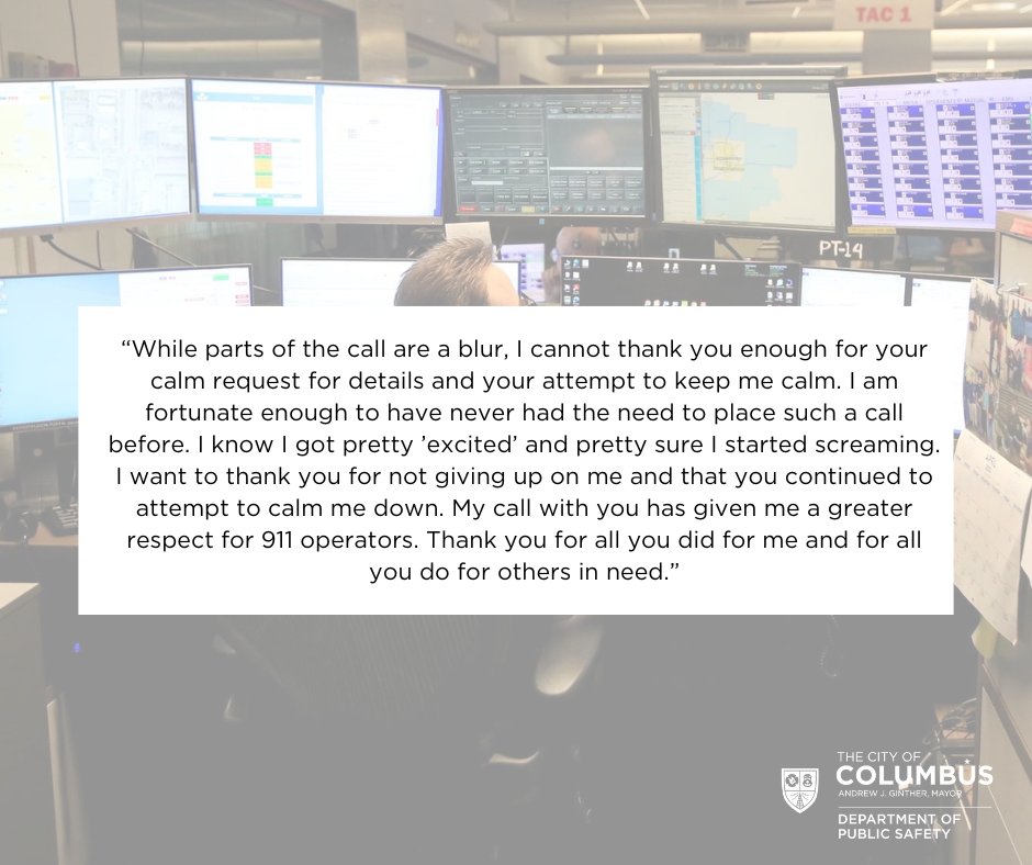 Heartfelt thanks from a woman who witnessed an incident involving an armed suspect and called our Emergency Communications Center. We are grateful for the care and compassion of our call-takers and dispatchers. #PublicSafety #NPSTW #NationalPublicSafetyTelecommunicatorsWeek