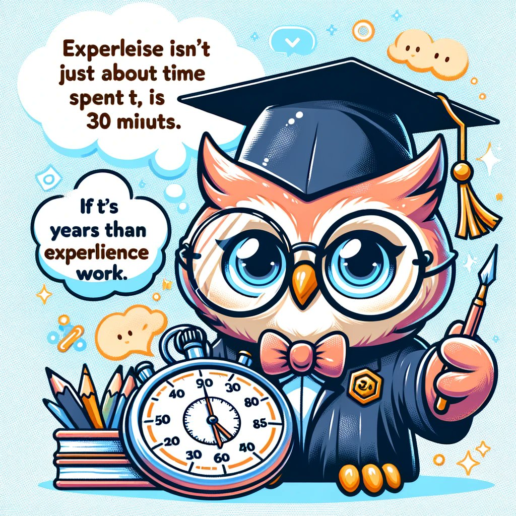 aleebrahim's tweet image. When someone completes a task swiftly, it&apos;s not just minutes you&apos;re  witnessing—it&apos;s the culmination of years of dedication. 💼
⏳ The true  value lies in the expertise earned over time, not the clock&apos;s ticks.  
#Expertise #Experience #ValueOfWork
Image created by DALL·E OpenAI